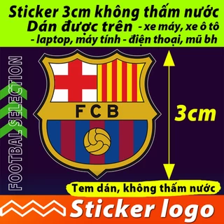 Tem dán Sticker không thấm nước logo BARCELONA BARCA FCB đội bóng dán xa máy, laptop, mũ bh, ô tô, máy tính, điện thoại