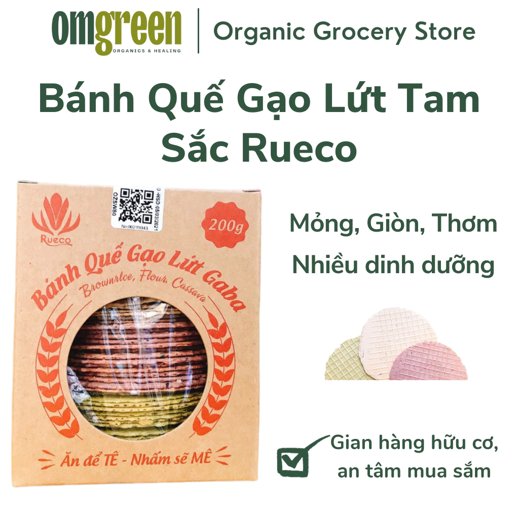 Bánh Quế Gạo Lứt TAM SẮC 200g - OmGreen Organics