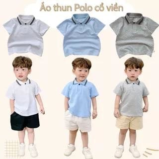 Áo thun polo cho bé trai bé gái unisex màu trắng ghi xanh dương 1 đến 7 tuổi SHUSHIBABY SHOP