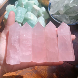 Trụ đá Rose Quartz, viên đá thạch anh hồng dạng trụ, khối nhọn có thể đứng được