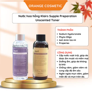 Nước hoa hồng Klairs Supple Preparation Unscented Toner 180ml