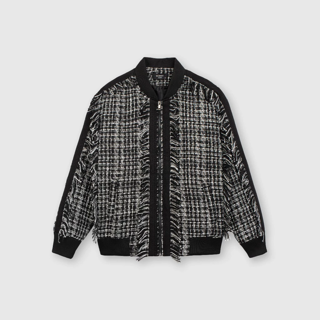 Áo khoác ROWAY chất liệu dạ tweed | Bomber tua sọc