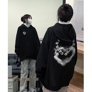 Focus local brand fashion vintage đen áo hoodie unisex đôi Áo khoác nỉ levents 100%cotton