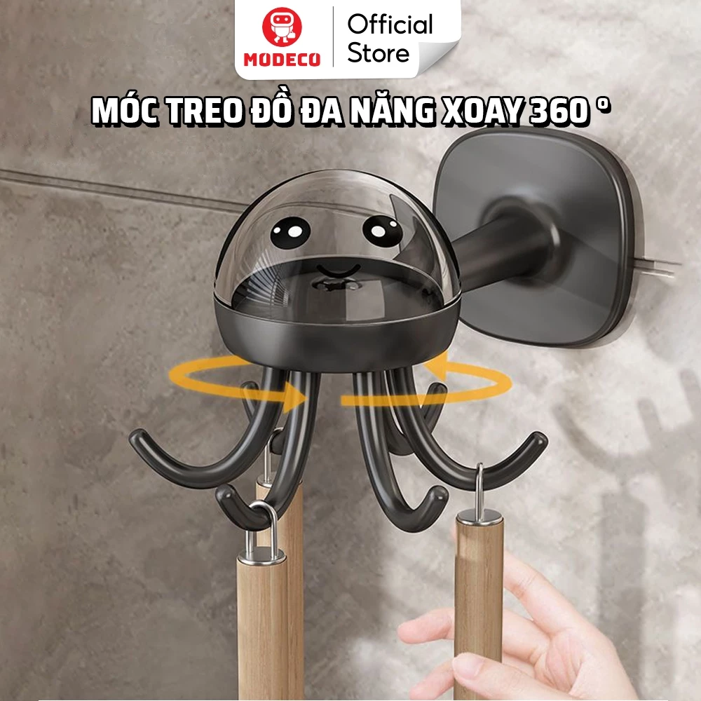 Móc Dán Treo Đồ Bếp Đa Năng MODECO - Giá Tròn Treo Vá Muỗng Thìa Xoay 360° Siêu Tiện Lợi - Keo Siêu Dầy Chịu Lực