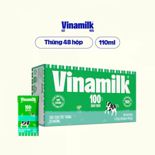 Thùng 48 hộp Sữa tươi tiệt trùng có đường Vinamilk 100% Có đường 110ml