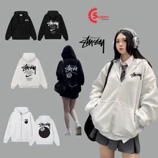 Áo hoodie zip Stussy mẫu mới chất nỉ dày dặn chuẩn form unisex nam nữ áo hoodie khóa kéo Stussy cao cấp đầy đủ tem mác