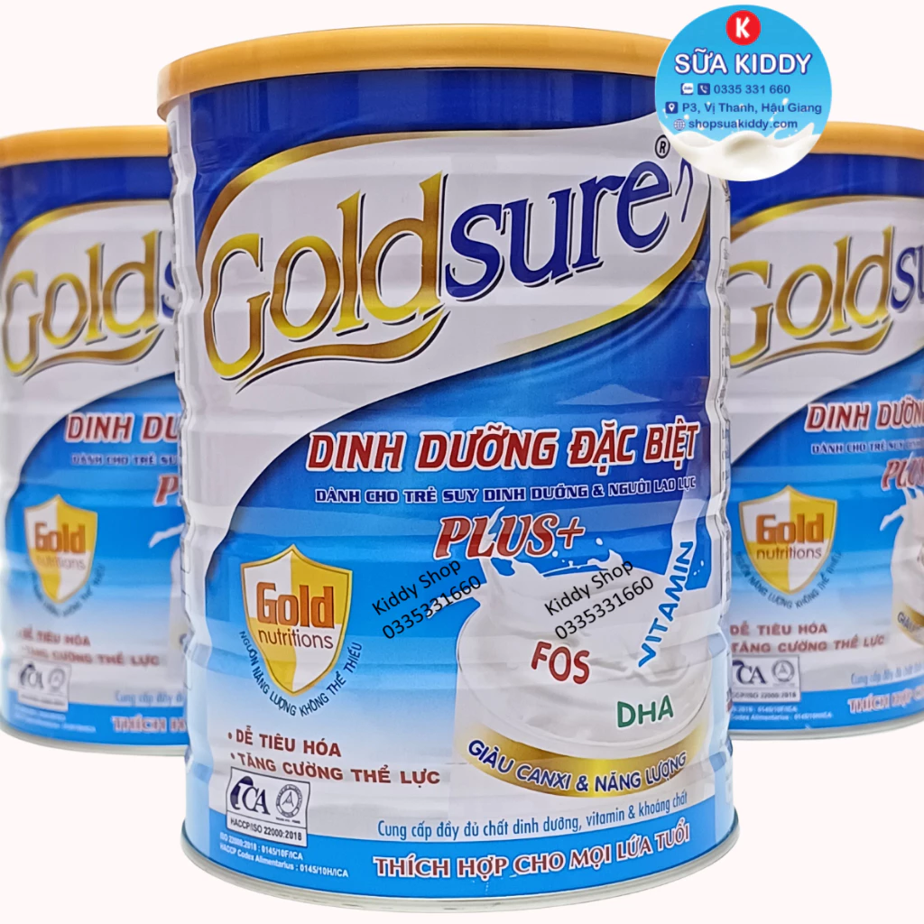 Sữa dinh dưỡng GOLDSURE PLUS+ DINH DƯỠNG ĐẶC BIỆT 900g cho trẻ suy dinh dưỡng và người lao lực, thích hợp mọi lứa tuổi