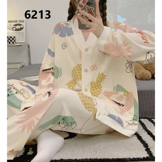 [ORDER] Đồ Ngủ Nữ Dài Tay Kimono Cổ YUKATA - Bộ Ngủ Nữ Phong Cách Nhật Bản 2021 DN013