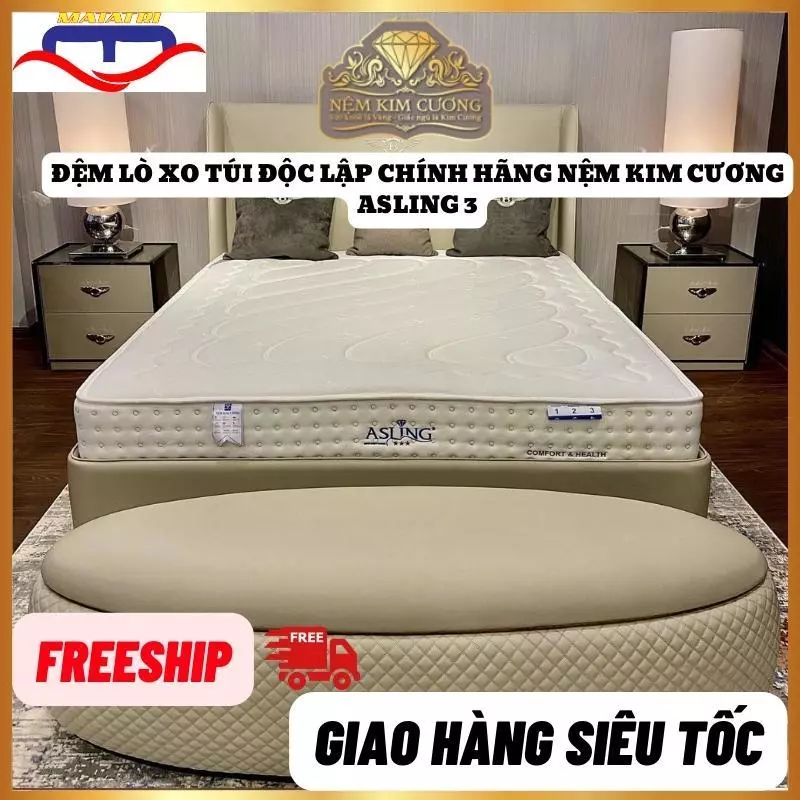 Đệm lò xo túi độc lập Kim Cương ASLING 3 SAO đệm cao cấp chuẩn khách sạn giá rẻ bảo hành 5 năm.