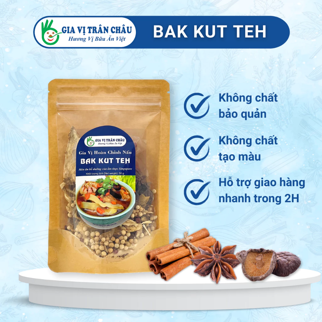 Gói Gia Vị Nấu Bak Kut Teh Trân Châu 50g Gói Hoàn Chỉnh Thành Phần Thảo Mộc Giúp Nấu Nhanh Món Súp Sườn Trà Singapore