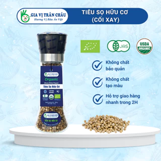 Tiêu sọ hữu cơ Gia Vị Trân Châu 100g, tiêu sạch 100% tự nhiên, không tẩy rửa, có cối xay tiện dụng