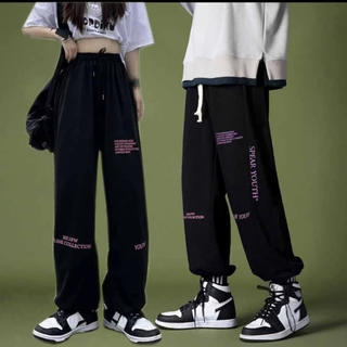 Quần nỉ jogger nam nữ ống rộng họa tiết YOUT BÓ CHUN RÚT basic track pants unisex