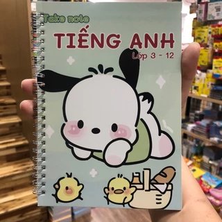 sổ takenote tiếng anh lớp 3-12, sổ tóm tắt kiến thức môn toán cho học sinh lớp 3-12 hình sticker dễ thương