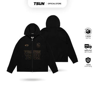 Áo Nỉ TSUN Double Zip Hoodie - Đen - [UNISEX] - Thêu - Khóa Kéo 2 chiều