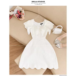 Váy đầm thiết kế cao cấp màu trắng cổ vuông, lai vẩy cá sang trọng [ Ảnh thật ] The Shilla-CG.K48B60.69D9.GAVA - TRẮNG