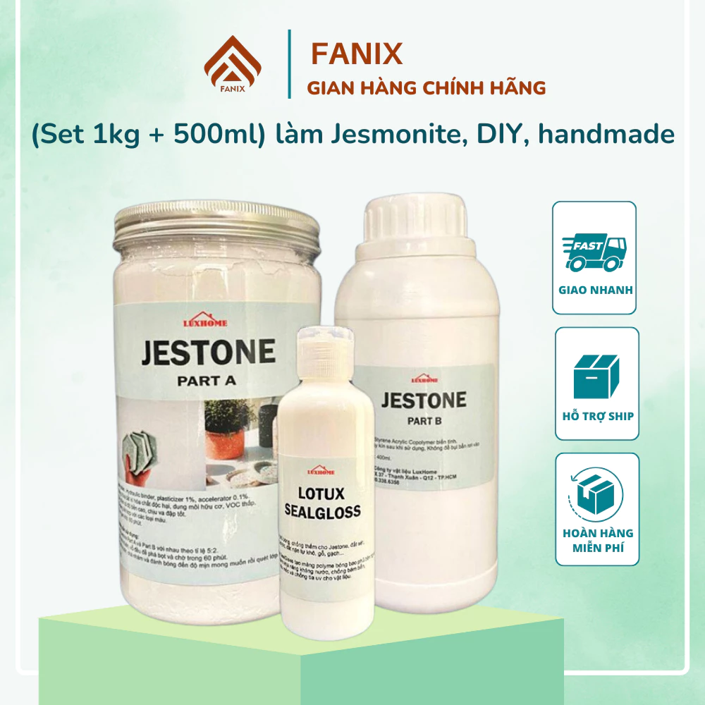 Set làm Jestone, DIY, handmade, làm chậu cây, tượng, quà lưu niệm - Jestone 1kg + 0.5l