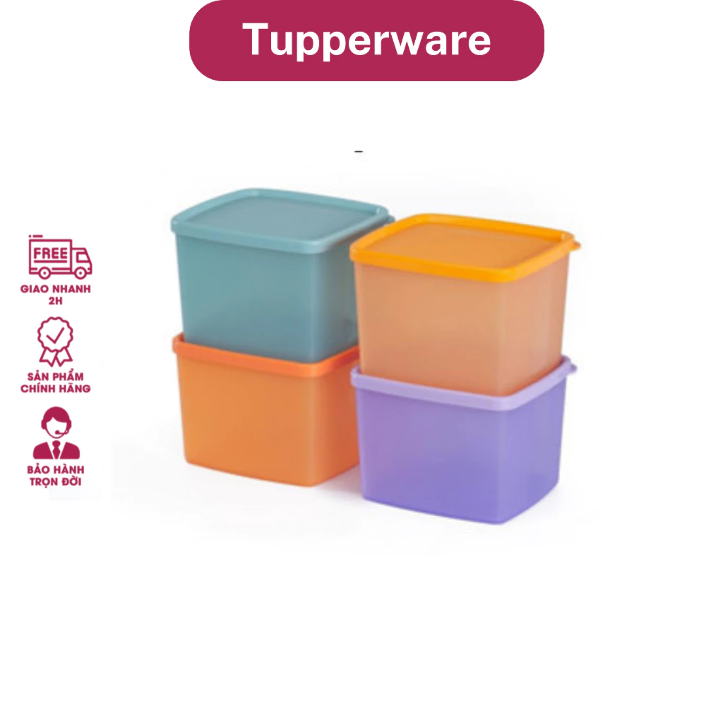 TUPPERWARE_Bộ Hộp Bảo quản thực phẩm Medium Square Round Tupperware dung tích 840ml nhựa nguyên sinh