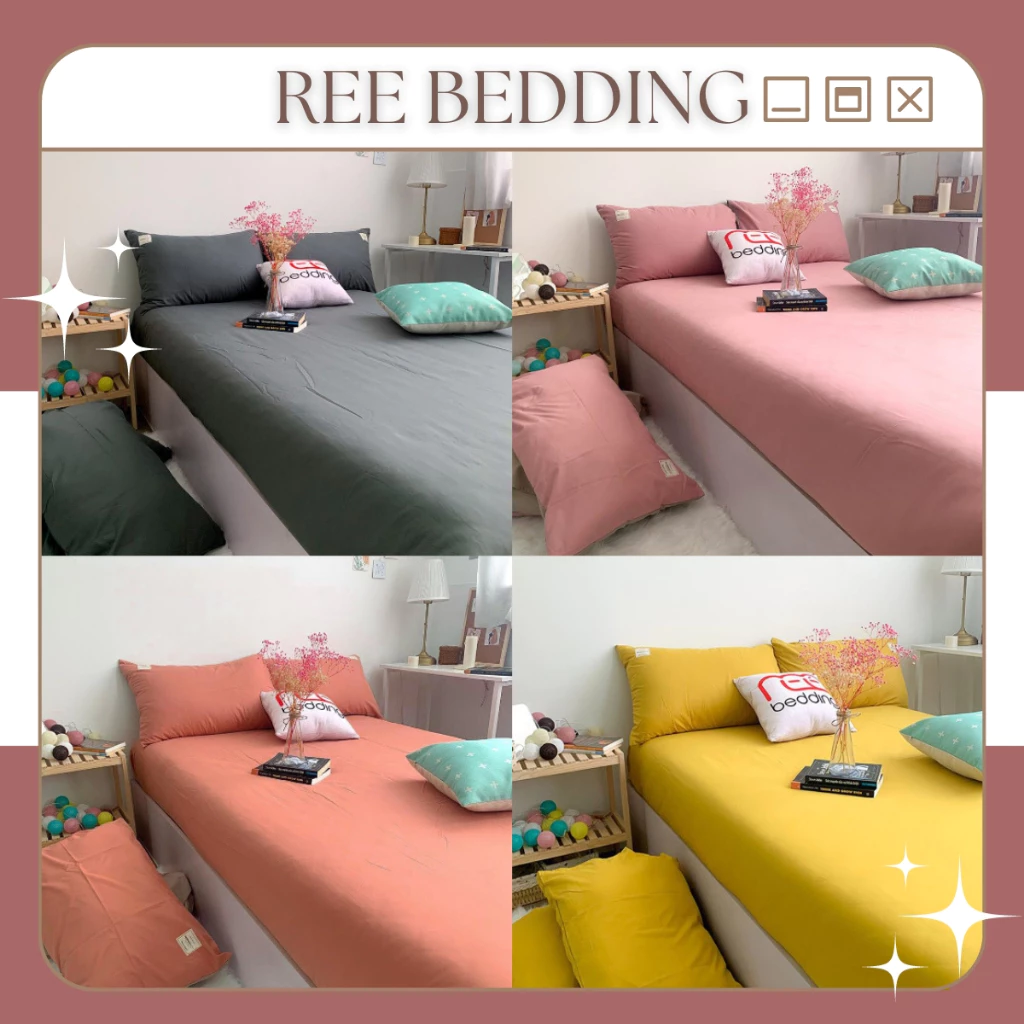 Bộ ga giường và vỏ gối Cotton TC REE Bedding đủ kích thước trải nệm 1m2, 1m4, 1m6, 1m8, 2m chưa gồm chăn cực đẹp CTC33