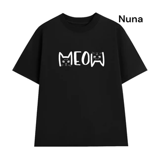 Áo Thun Cao Cấp Cotton 100%  Form Rộng Tay Ngắn Unisex Cổ Tròn Hình In MEOW  AT005461