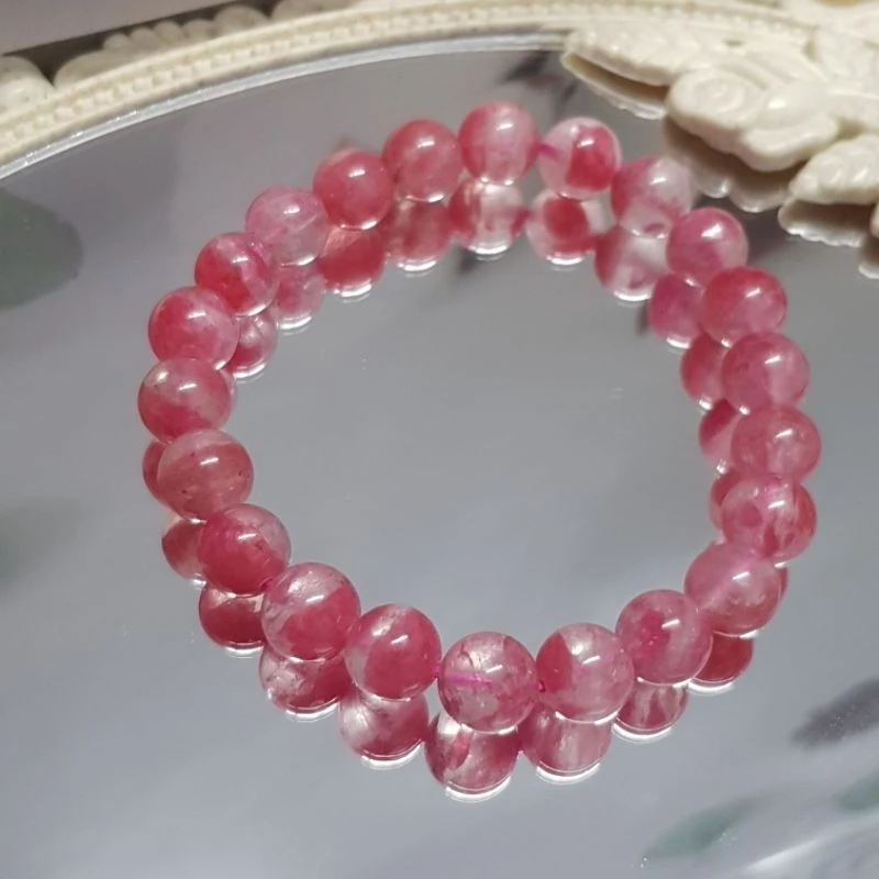 Vòng tay nữ đá Tường vi Rhodonite