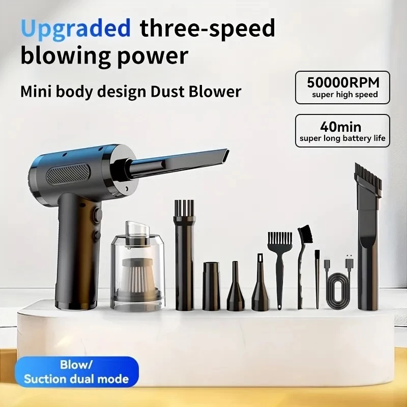 Máy Hút Bụi Ô Tô Cầm Tay AIR DUSTER - Tích Hợp Thổi Hút Bơm Khí - Lực Hút Cực Đại - Hiển Thị Màn Hình Kĩ Thuật Số