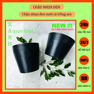 Chậu nhựa đen nuôi cá trồng sen [‎Ø20cm]