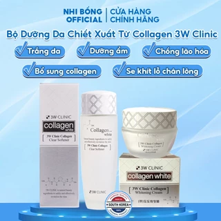 Bộ Trắng Da - Bộ Dưỡng Trắng Da Dưỡng Ẩm Chiết Xuất Từ Collagen 3w Clinic Hàn Quốc [NƯỚC HOA HỒNG+ KEM]