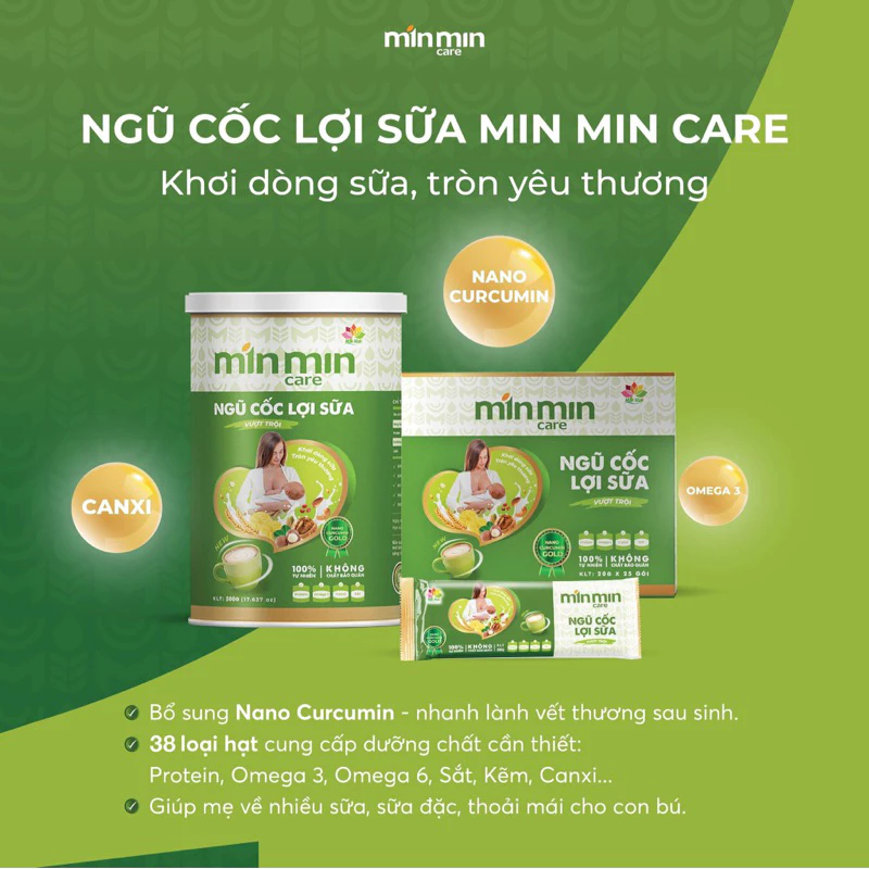 10 hộp Ngũ cốc lợi sữa minmin care 38 hạt