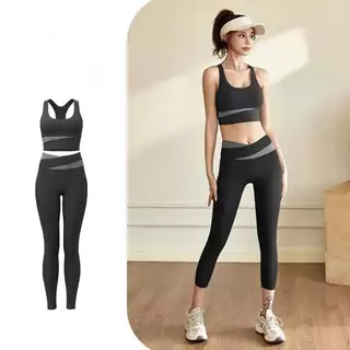 BO03 Bộ đồ thể thao tập gym, yoga, vận động aerobic, chạy bộ kiểu dáng áo bra quần phối màu với lót nâng ngực tháo rời