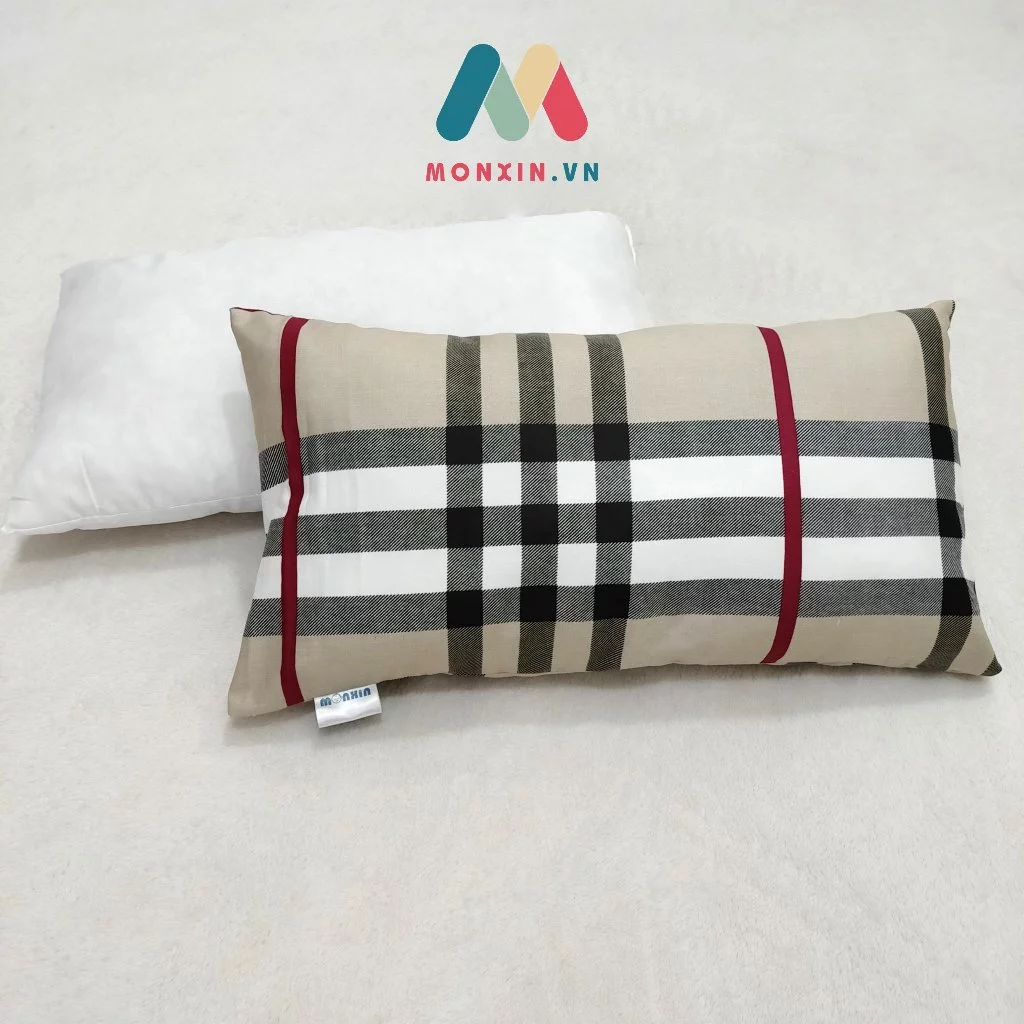 Gối nằm ngủ MonXin size 30x50 cm gồm ruột gòn và vỏ gối vải cotton thoáng mát họa tiết đẹp quy cách không có tai bèo