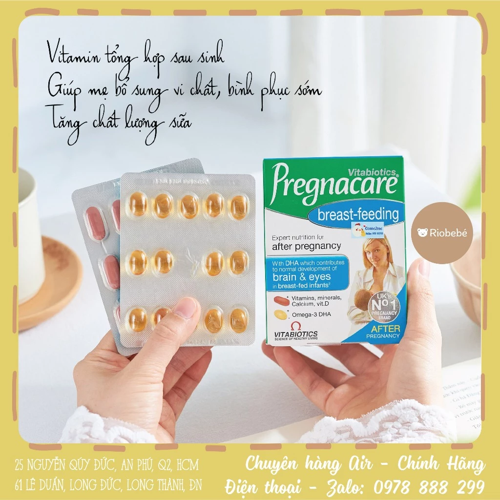 Vitamin tổng hợp Pregnacare bổ sung DHA và dưỡng chất cho phụ nữ sau sinh và cho con bú [Hàng Air - Nội địa Anh]