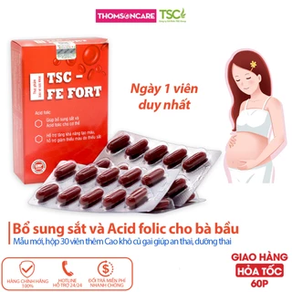 Viên sắt bổ máu cho bà bầu và sau sinh - TSC Fe Fort từ sắt hữu cơ dễ hấp thu và acid folic - Thomsoncare