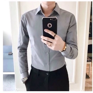 ÁO SƠ MI NAM CÔNG SỞ TAY DÀI MÀU XÁM, VẢI MỀM MỊN, SIZE S -6XL TỪ 35-90KG