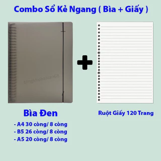 (Có Bán Rời Bìa + Ruột giấy) Sổ còng sắt A5, B5 kèm ruột giấy 120 trang kẻ ngang, kẻ caro cho học sinh tiện lợi