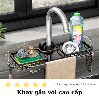 Khay inox gắn vòi rửa bát, giá treo đồ rửa chén tiện lợi