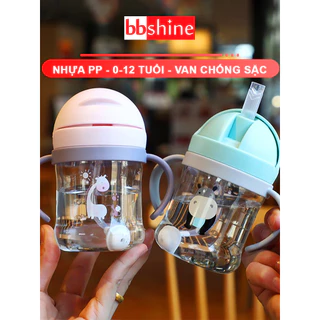 Bình uống nước HỌA TIẾT HÌNH THÚ 250ml có CHỐNG SẶC, uống sữa, chịu nhiệt tốt, có tay cầm tiện lợi cho bé tập uống