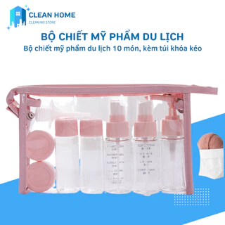 Lọ Chiết Mỹ Phẩm, Bộ Chiết Mỹ Phẩm Du Lịch 5 Món Tặng Kèm Túi Zip Chai Lọ Chiết Xịt Phun Sương, Hủ Đựng Kem, Phễu Chiết