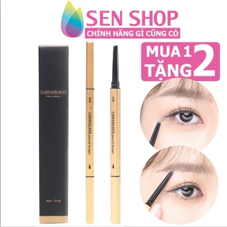 Chì kẻ mắt Laco chì kẻ mày Carasilk 05 nét mảnh chống trôi bút kẻ mắt nâu đen pencil brown eyeliner 2 đầu tiện lợi 0.1g