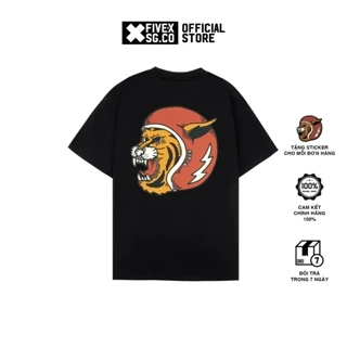 Áo thun oversized FIVEX  TIGER HELMET Black T-shirt nam nữ Unisex