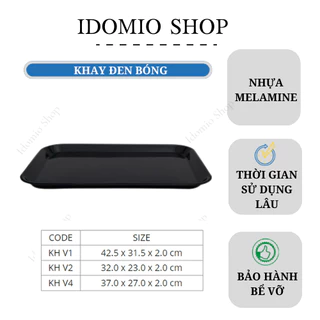 Khay Nhựa Melamine Đen Bóng Nhiều Size