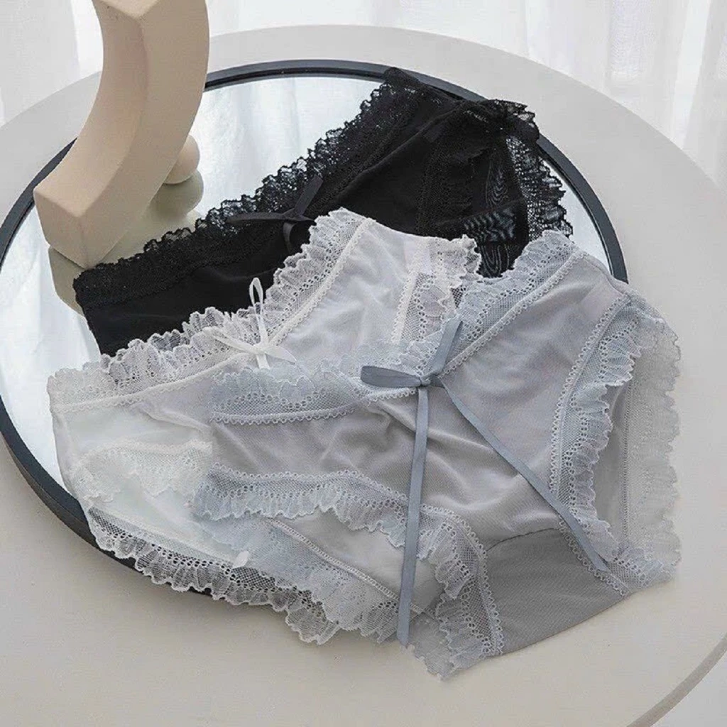 Quần lót nữ chất ren tơ lưới tàng hình, xuyên thấu, màu sắc pastel_QD102