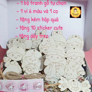 [Mẫu mới-Set Quà Tặng] Bộ 10 Hình Gỗ Tô Màu Cho Bé Theo Chủ Đề Sáng Tạo - Quà Tặng Ý Nghĩa Cho Bé