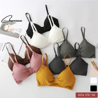 Áo Bra thắt nơ basic Chunxuu, chất cotton không gọng đệm mỏng nâng ngực - BR08