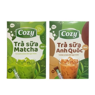 Trà sữa Cozy Matcha 3in1, trà sữa Anh Quốc hộp 10 gói