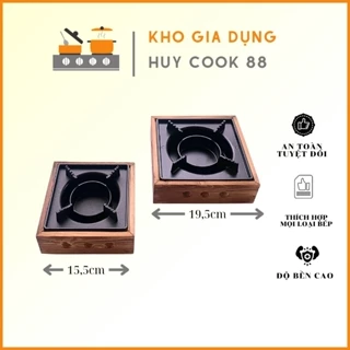 Bếp Cồn Chống Dính ỐP Gỗ 20cm HuyCook88 Siêu Nhỏ Gọn, Hàng Chất Lượng Cao