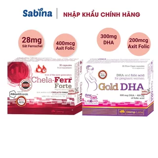 Bộ đôi sắt Chela Ferr Forte và Gold DHA  Cho Bà Bầu và sau sinh 36,6g (Olimp labs)