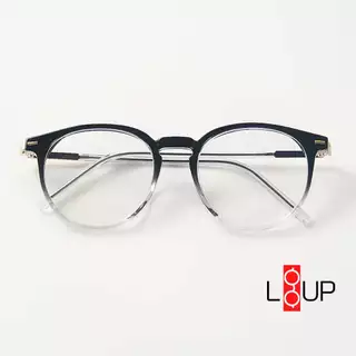 Gọng kính cận ombre nam nữ tròn Liup eyewear, chống ánh sáng xanh, nhựa dẻo phối kim loại 19088