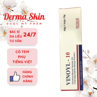 Kem chấm mụn Vinoyl -10, giảm mụn trứng cá, mụn mủ sưng to, mụn dậy thì - Derma Skin