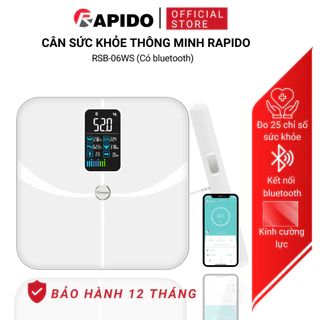 Cân điện tử sức khỏe thông minh Rapido RSB-06WS kết nối bluetooth, đo 25 chỉ số, bảo hành 12 tháng