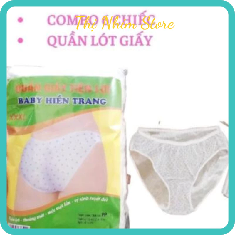 Set 6 Chiếc quần lót giấy cotton Hiền Trang dùng 1 lần cho mẹ sau sinh Thị Nhím Store, dùng đi du lịch tiện lợi